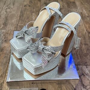 12th Tribe Glittering Silver Platform Sandals